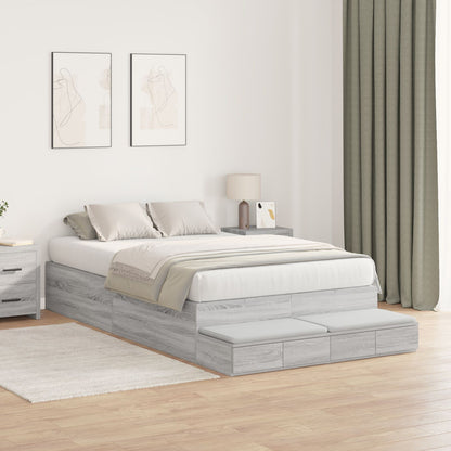 Opbergbedframe Grijs Sonoma 120X200 Cm Artisanaal Eiken