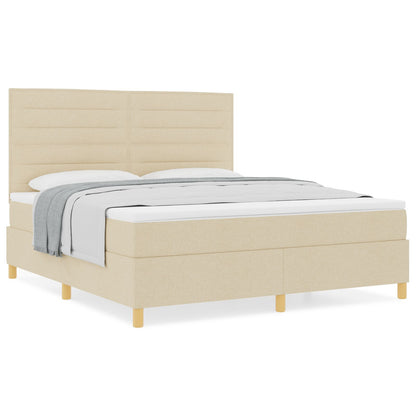 Boxspringbed Met Matras Crème Super King Stof Blauw