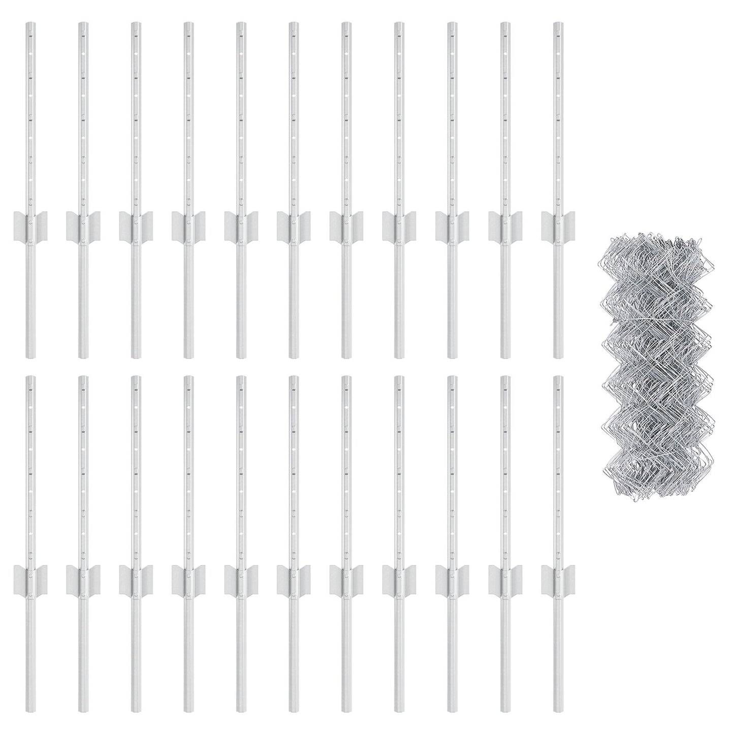 Kettingschutting Met 22 U-Staken Zilver 0,4X25 M Staal