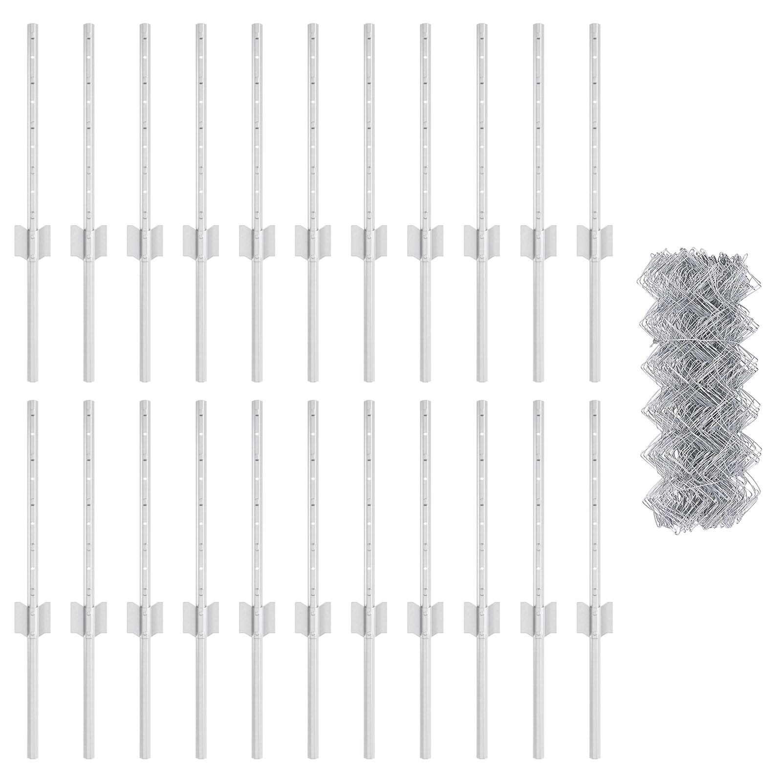 Kettingschutting Met 22 U-Staken Zilver 0,4X25 M Staal