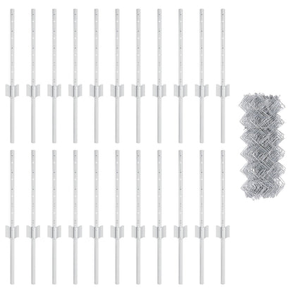 Kettingschutting Met 22 U-Staken Zilver 0,4X25 M Staal