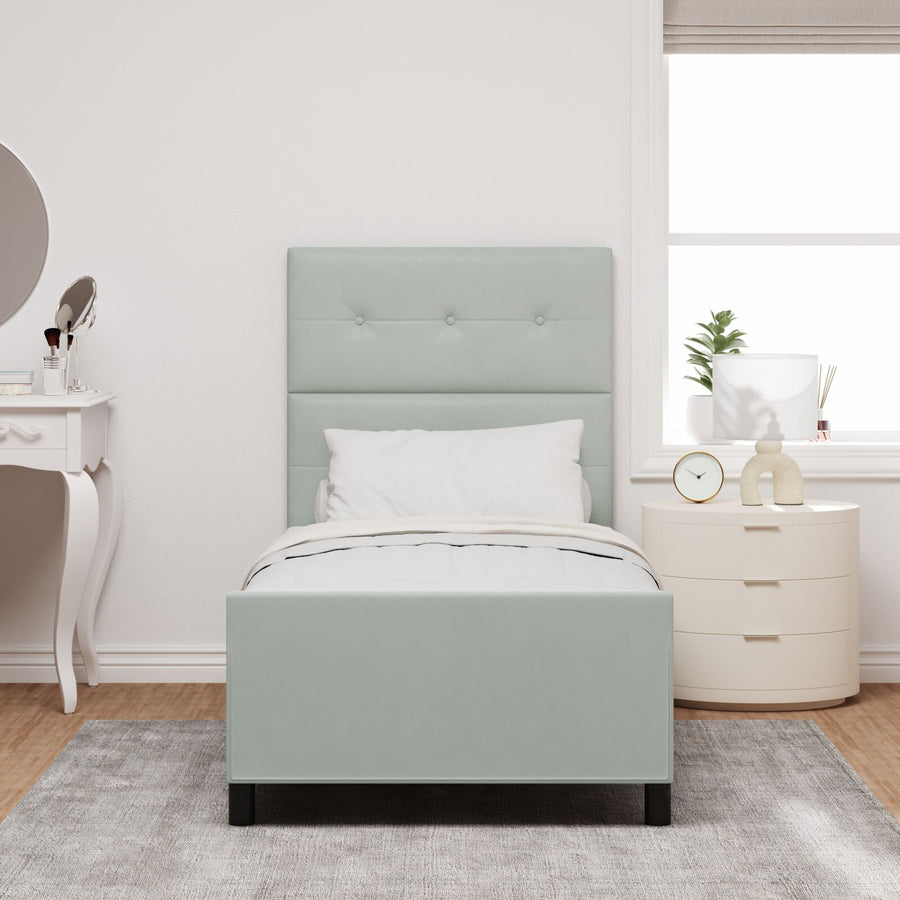 Bed Frame Lichtgrijs 90X190 Cm Velvet Crème