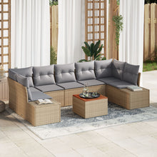 8-Delige Tuinbankset Met Kussens Beige Poly Rattan Acacia