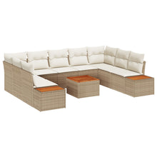 10 Delige Tuin Sofa Set Met Kussens Beige Poly Rattan Acacia