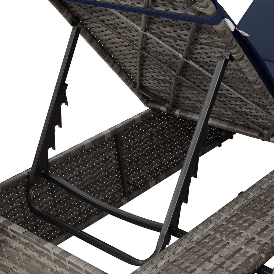 Dubbele Loungebank Set Van 2 Rattan Groot Grijs en marineblauw