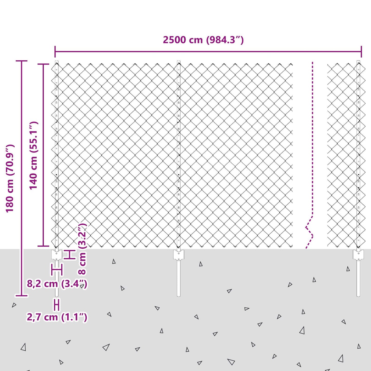 Ketenlinkhek Met 44 U-Palen Grijs 1.4X25 M Staal