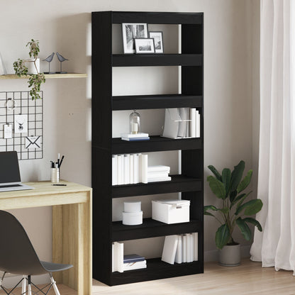 Zwarte Boekenplank Zwart Hout 80 X 30 X 198 Cm Planken