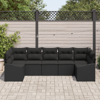 Tuin Sofa Set Set Van 7 Zwart Rattan En Polyester Tuin Loveseat
