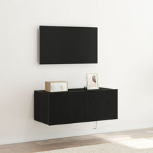Tv Wandkast Met Led-Verlichting Zwart Eiken 80X35X31 Cm