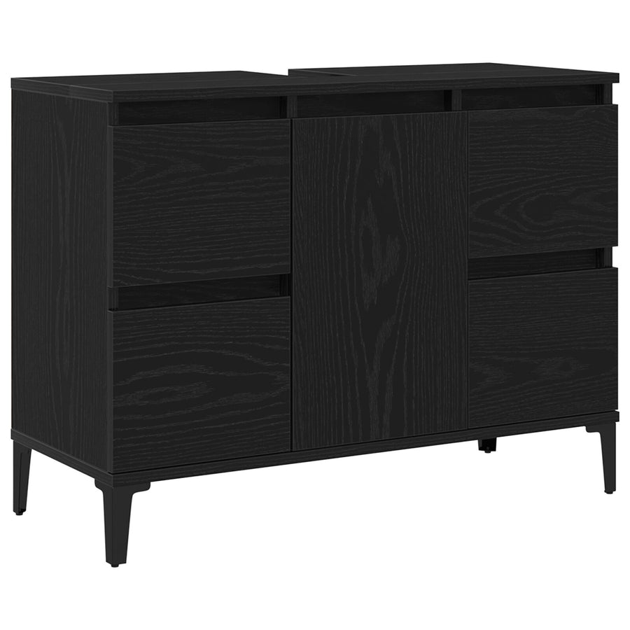 Badmeubel Zwarte Eik 80X33X60 Cm Gelaagd Hout