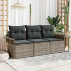 Loungeset poly rattan grijs 3-delig