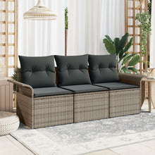 3-Delige Tuin Sofa Set Met Kussens Grijs Poly Rattan