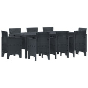 Tuinset 8 personen polypropyleen antraciet