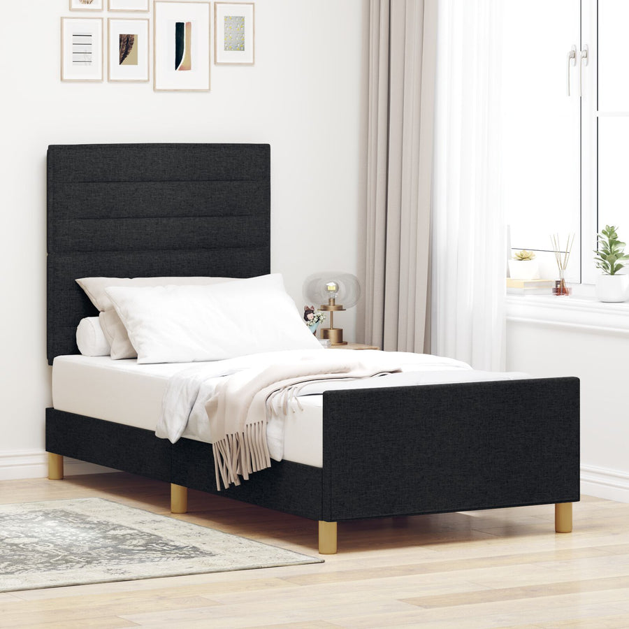 Zwarte Stoffen Bedombouw 90X190 Cm Crème