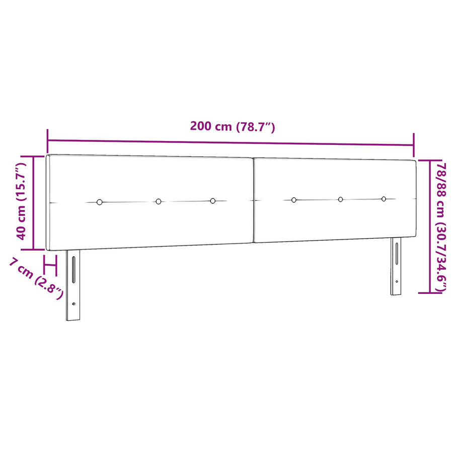 Hoofdbord Knopgestikt Stof Crème 200 cm Laag hoofdbord