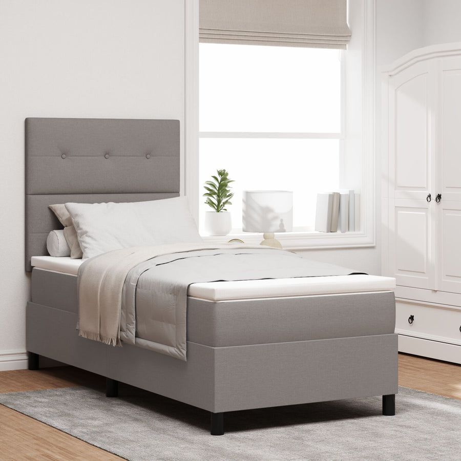 Boxspringbed Met Matras Stof Taupe 100 x 200 cm Knopen tufted