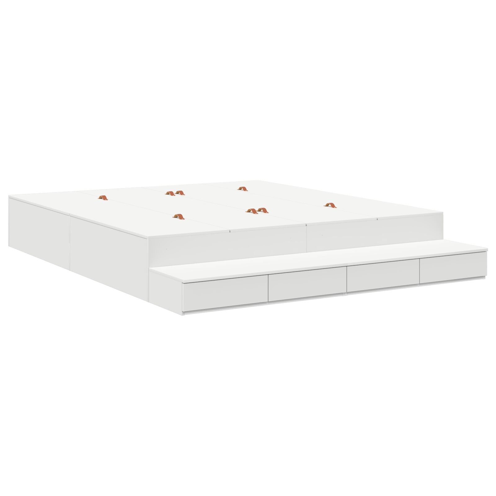 Opbergbedframe Wit Bewerkt Hout 236,5 X 200 X 31,5 Cm Artisanaal Eiken