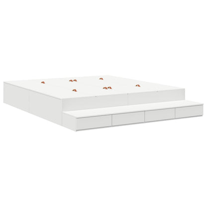 Opbergbedframe Wit Bewerkt Hout 236,5 X 200 X 31,5 Cm Artisanaal Eiken