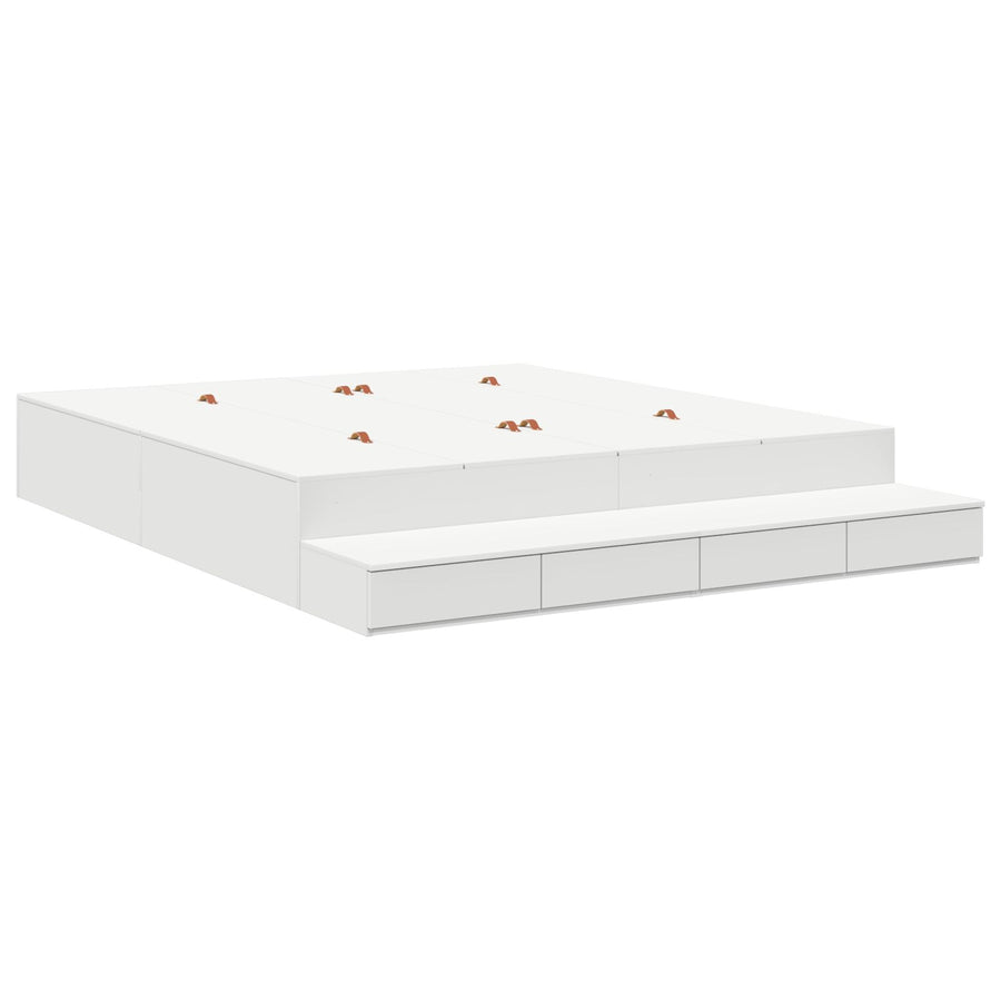 Opbergbedframe Wit Bewerkt Hout 236,5 X 200 X 31,5 Cm Artisanaal Eiken