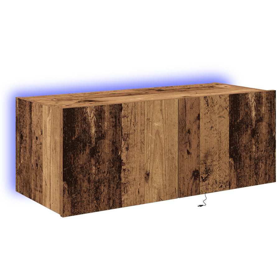 Tv Wandkast Met Led Verlichting Oud Hout 80X35X31 Cm