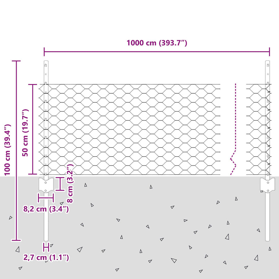 Fence Posts 5 St U-Channel 60 Cm Gegalvaniseerd Staal,  Hexagon Fence 0,5X10 M Gegalvaniseerd Staal