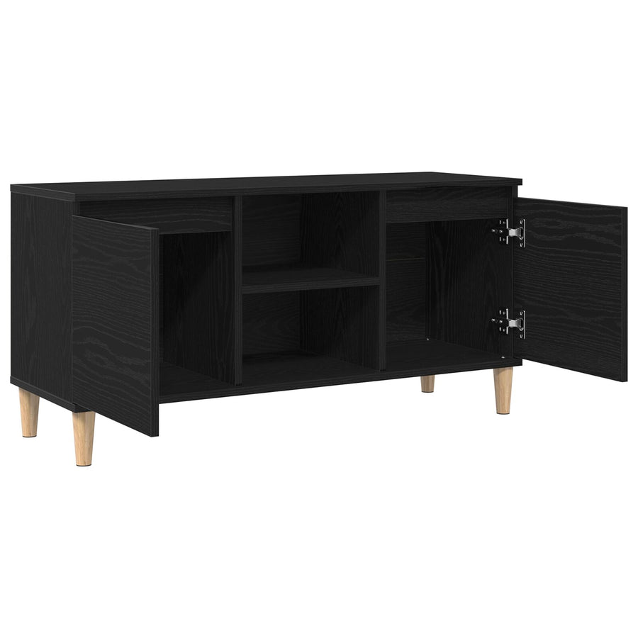 Tv Meubel Met Houten Poot 102X35X50 Cm Zwart eiken