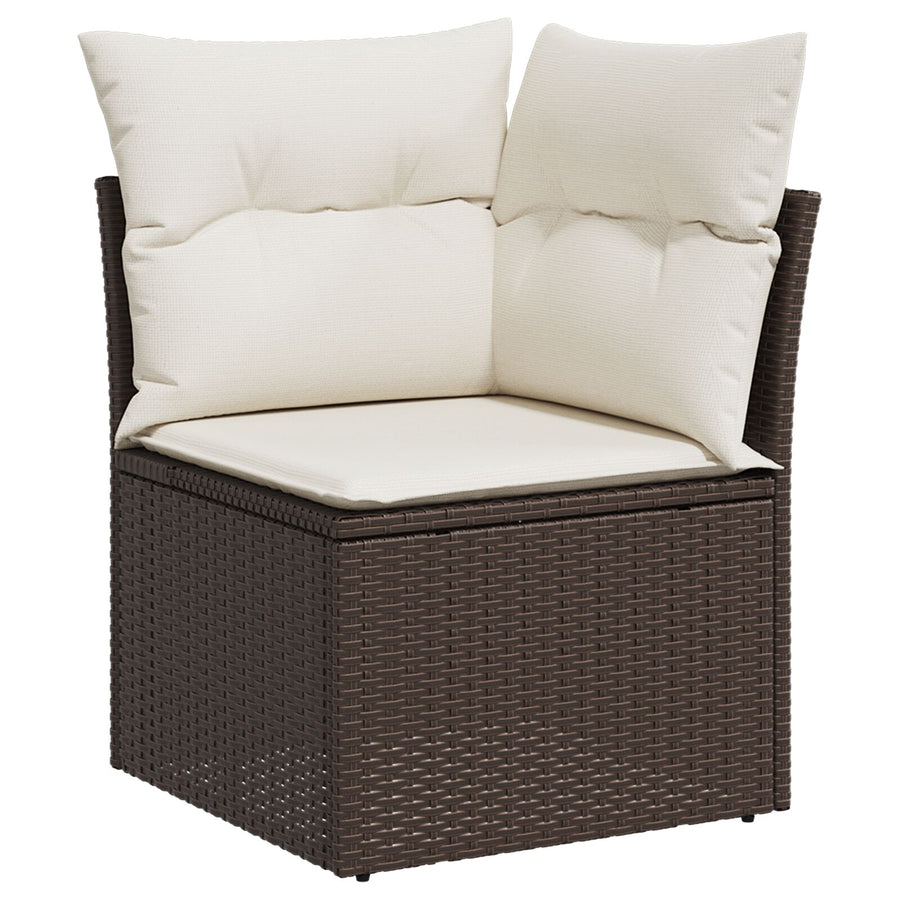 7-Delige Tuin Sofa Set Met Kussens Bruin Poly Rattan