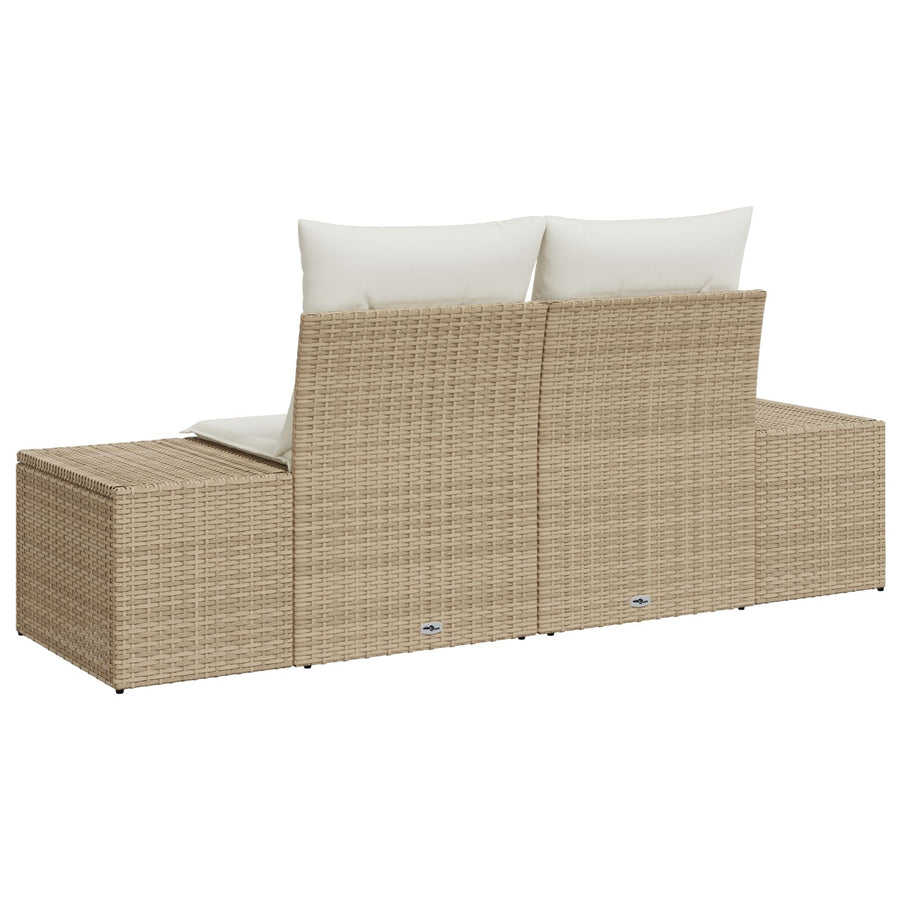 2-Zits Tuinbank Met Kussens Poly Rattan Beige en crème zonder opbergruimte