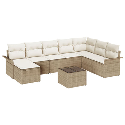 9-Delige Tuinbankset Met Kussens Bruin Poly Rattan