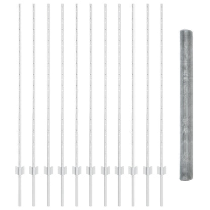 Gelaste Draadhek met 22 U Palen Zilver 1,4x25 m Staal