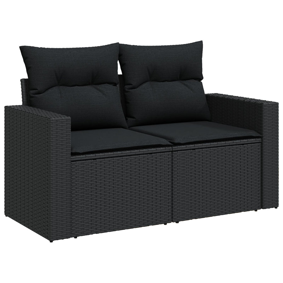 8-Delige Tuin Sofa Set Met Kussens Zwart Poly Rattan Acacia, 3-Delige Tuin Eetset Met Kussens Zwart Poly Rattan Acacia Wit