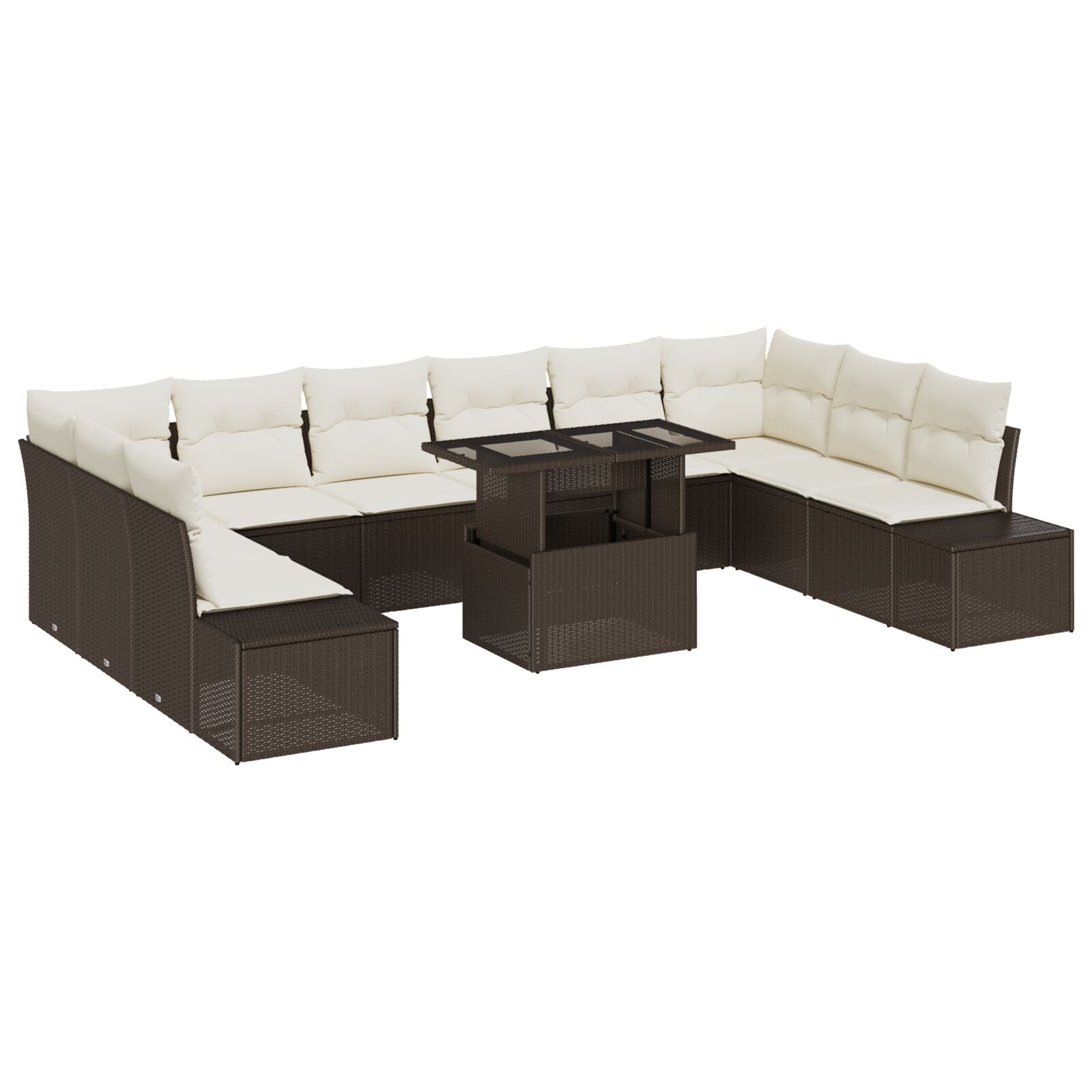 Tuin Sofa Set Set Van 11 Beige En Donkerbruin