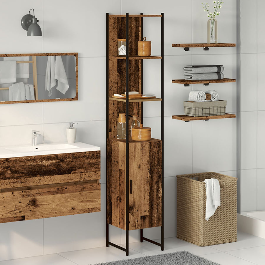 Badkamerkast Oude Hout 33X33X185,5 Cm Ingenieuw Hout