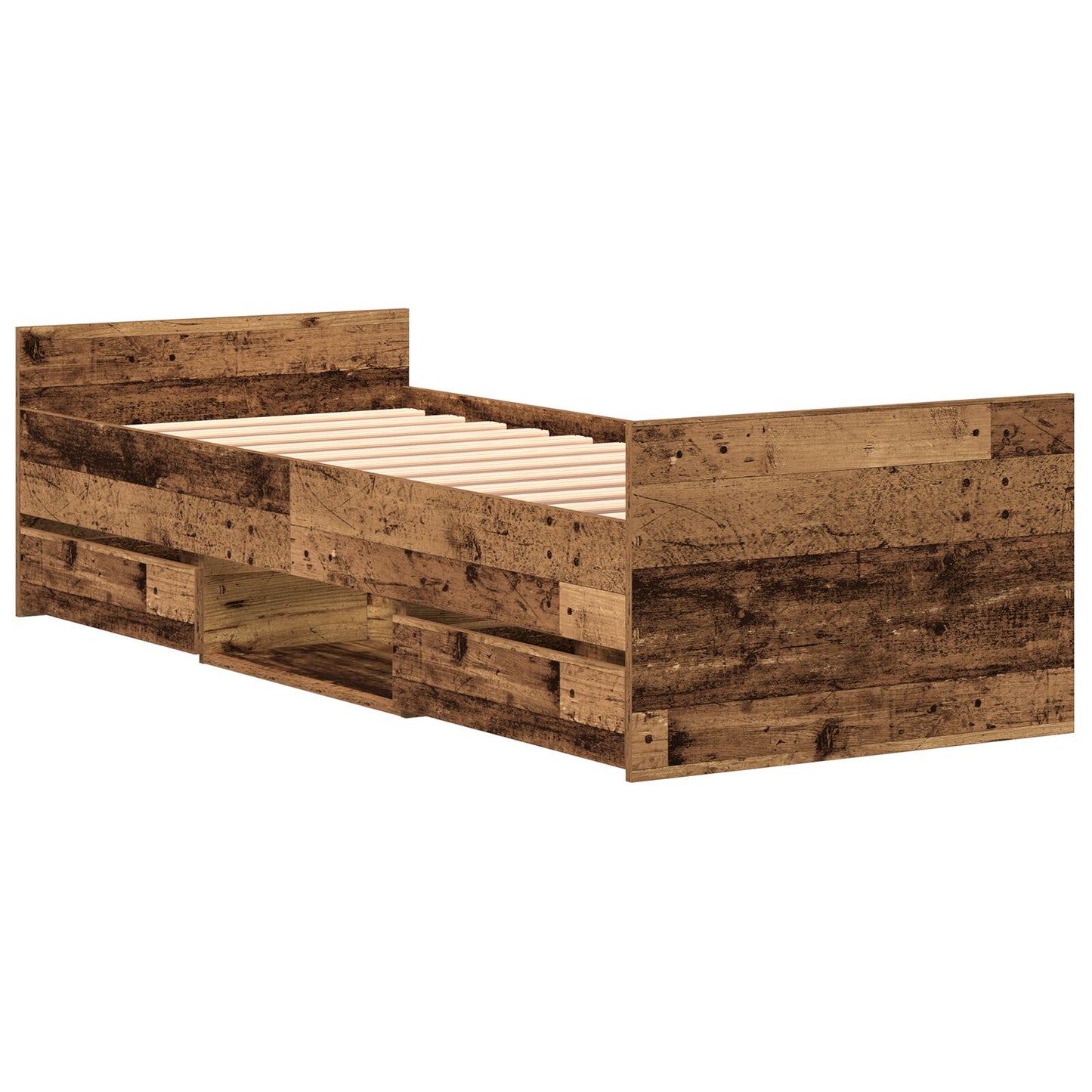 Bed Frame Zonder Matras Oud Hout 75X190 Cm Bewerkt Hout