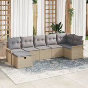 Tuin loungeset 7-delig poly rattan beige