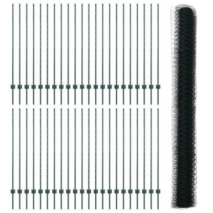 Hekpalen 11 Stuks U-Kanaal Groen 140 Cm Staal,  Hexagonaal Hek Groen 1,4X100 M Staal