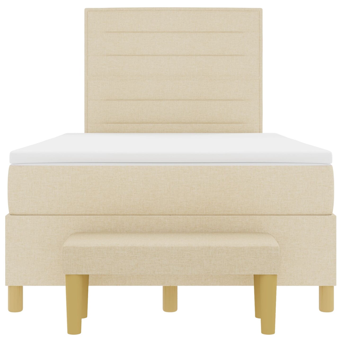 Boxspringbed Met Matras & Bank Stof Crème 120 x 200 cm Lijnen ontwerp