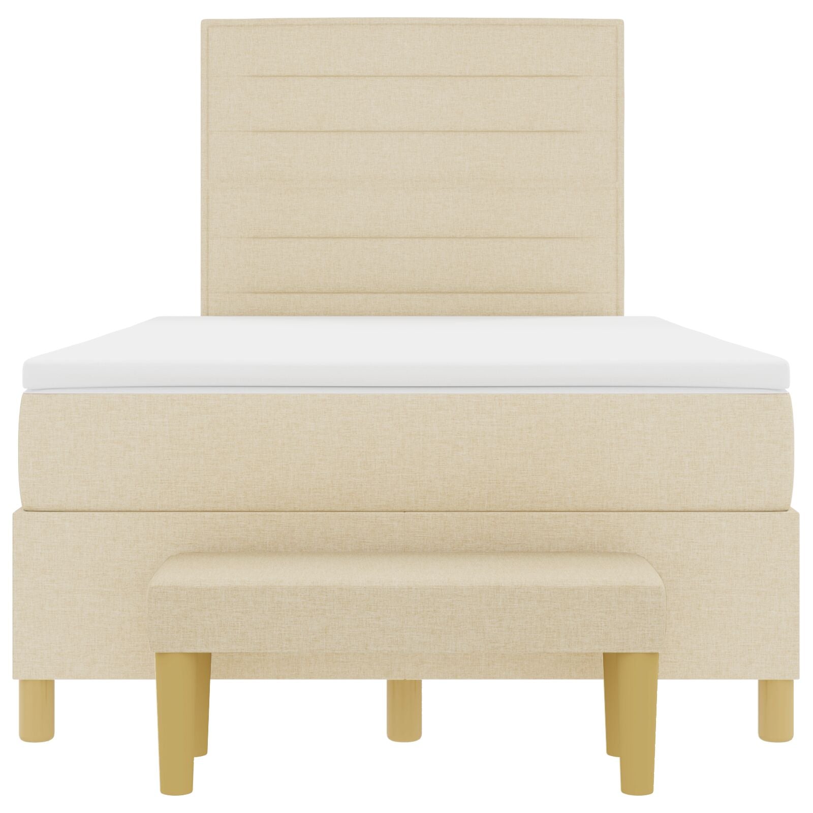 Boxspringbed Met Matras & Bank Stof Crème 120 x 200 cm Lijnen ontwerp