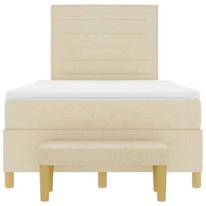 Boxspringbed Met Matras & Bank Stof Crème 120 x 200 cm Lijnen ontwerp