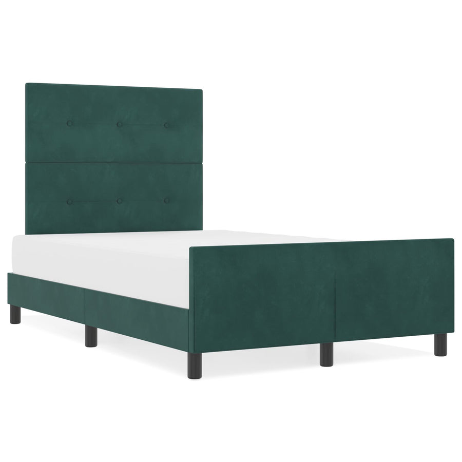 Bed Frame Donkergroen 120X200 Cm Velours Crème