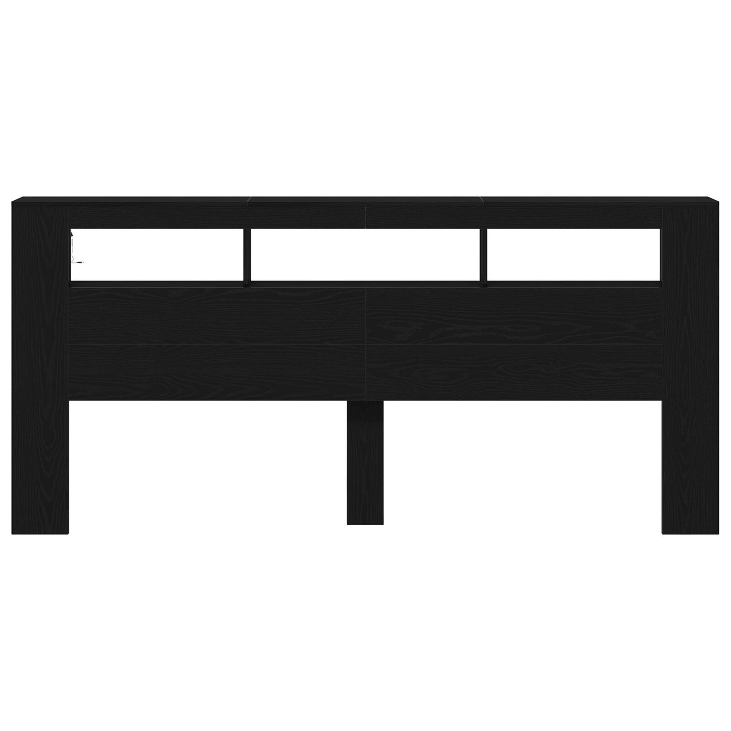 Opberghoofdeksel Met Led-Verlichting Zwart Eiken 220X18,5X103,5 Cm