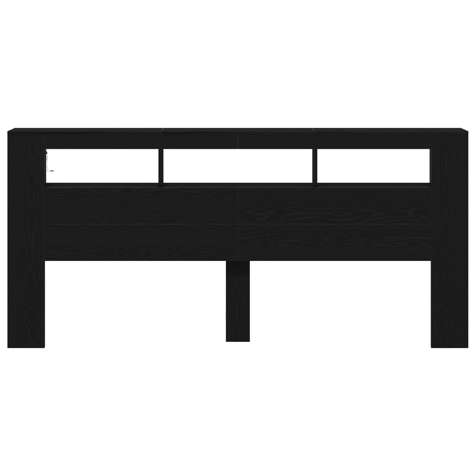 Opberghoofdeksel Met Led-Verlichting Zwart Eiken 220X18,5X103,5 Cm