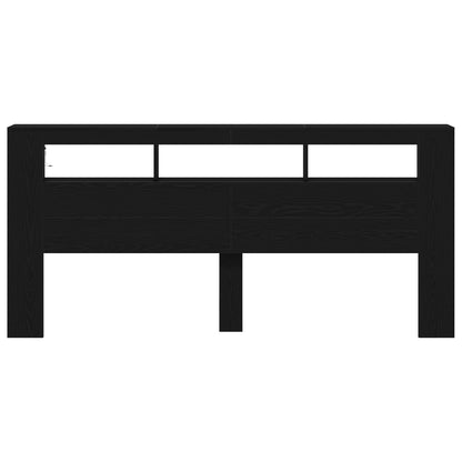 Opberghoofdeksel Met Led-Verlichting Zwart Eiken 220X18,5X103,5 Cm