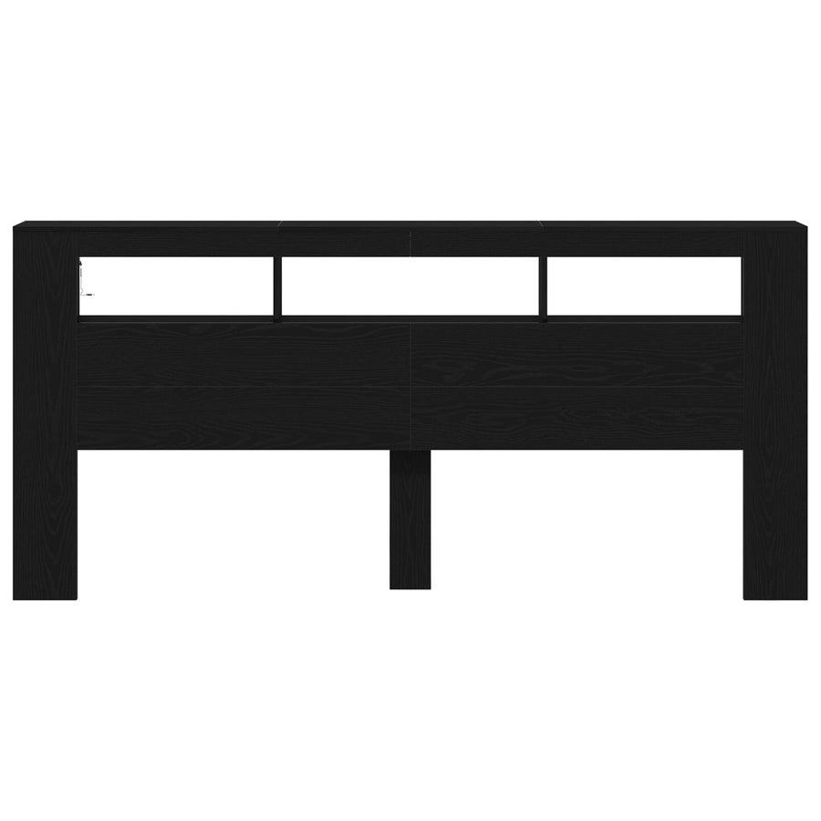 Opberghoofdeksel Met Led-Verlichting Zwart Eiken 220X18,5X103,5 Cm