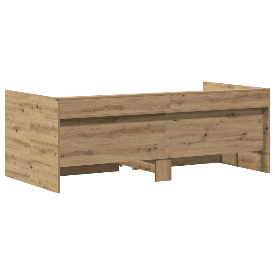 Daybed In Artisanale Eik Artisanale Eik Bewerkt Hout 100 X 200 Cm Ambachtelijk Eiken