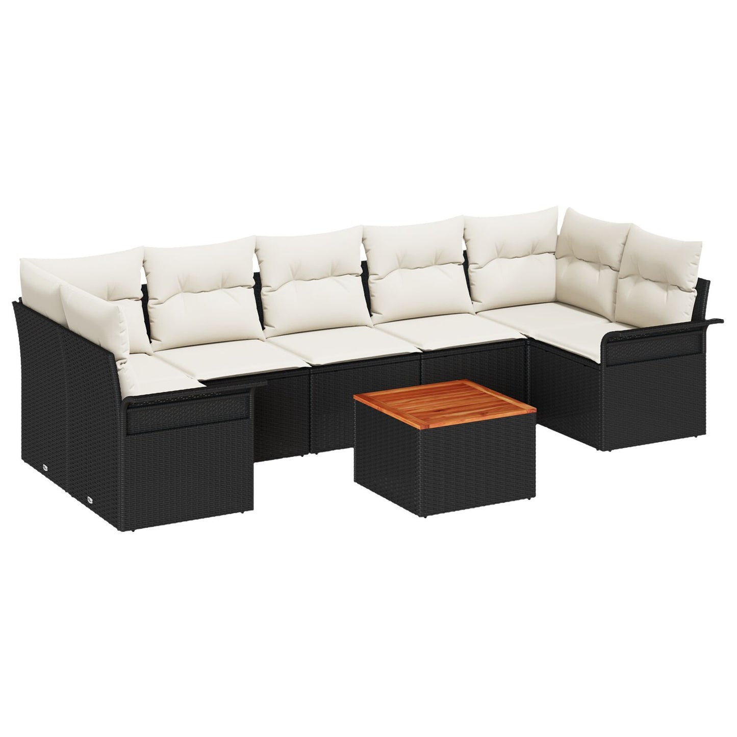 8-Delige Tuinsofaset Met Kussens Zwart Poly Rattan Acacia