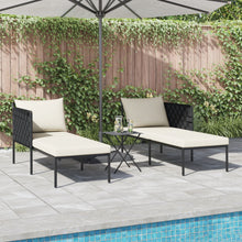 Ligbed Met Kussens 2-Persoons Antraciet 115X153X69,5 Cm Staal Crème wit