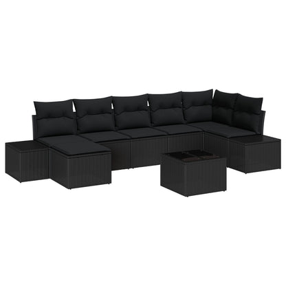 Tuinbank Set Set Van 8 Zwart Rattan, Polyester, Staal