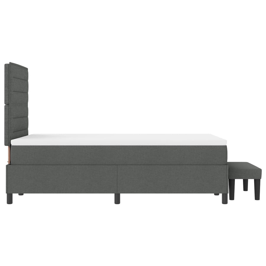 Boxspringbed Met Matras & Bank Stof Donkergrijs 120 x 200 cm Lijnen ontwerp