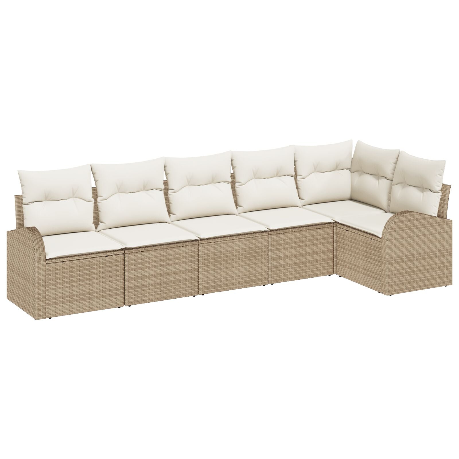 6-Delige Tuin Sofa Set Met Kussens Poly Rattan Beige en crème zonder tafel
